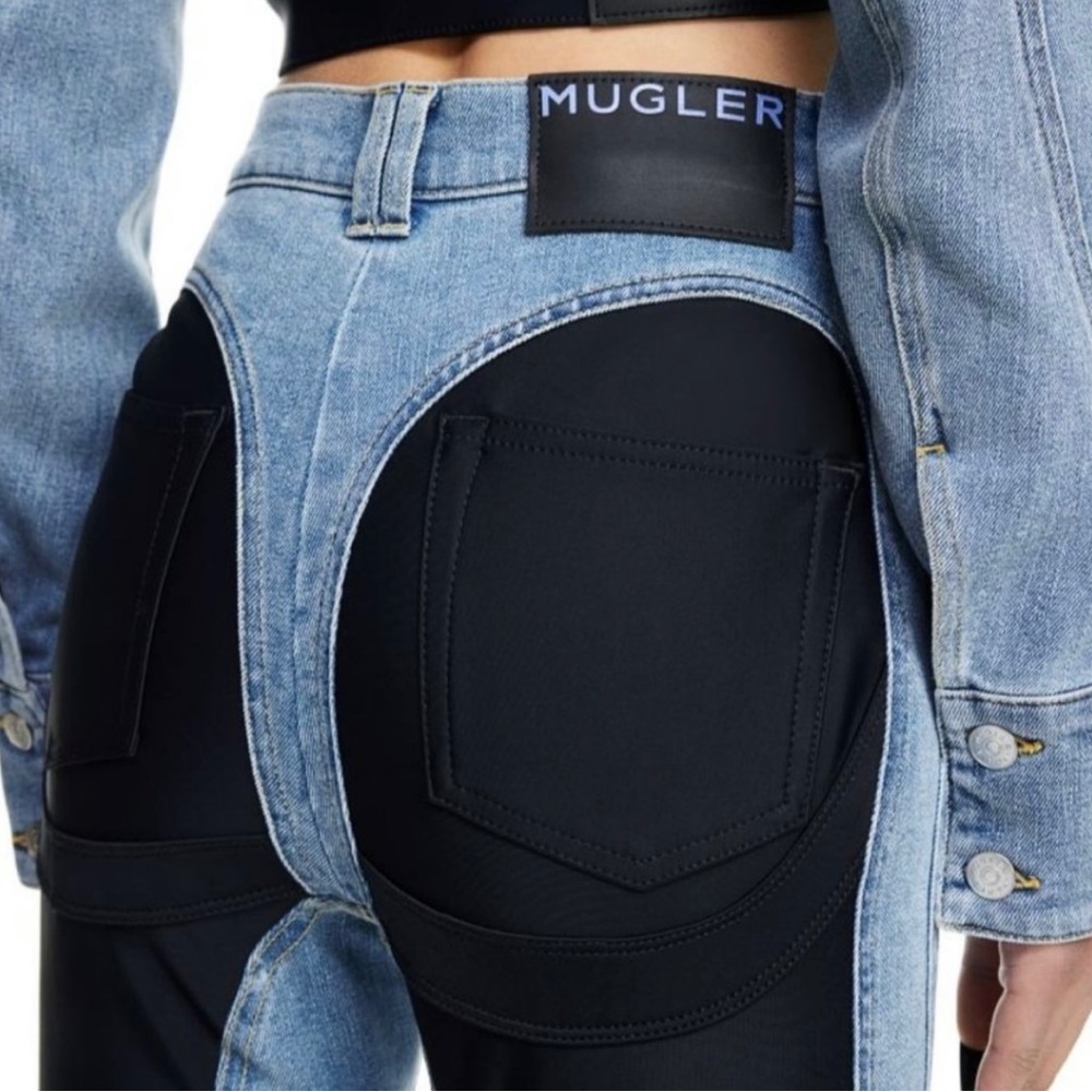 Mugler H&M collar spiral jeans